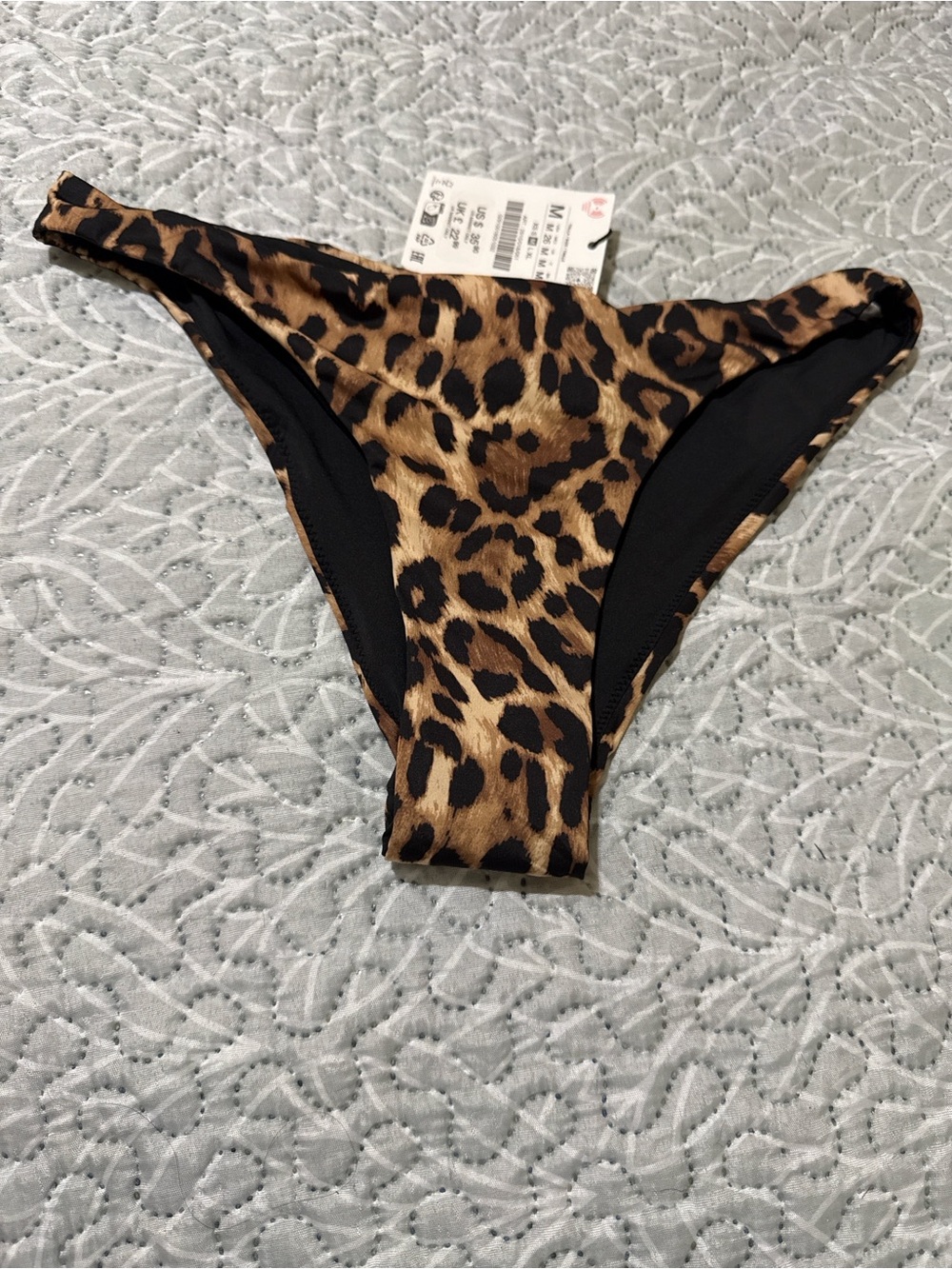 Zara Leopard Print Bikini Bottom - Black & Brown